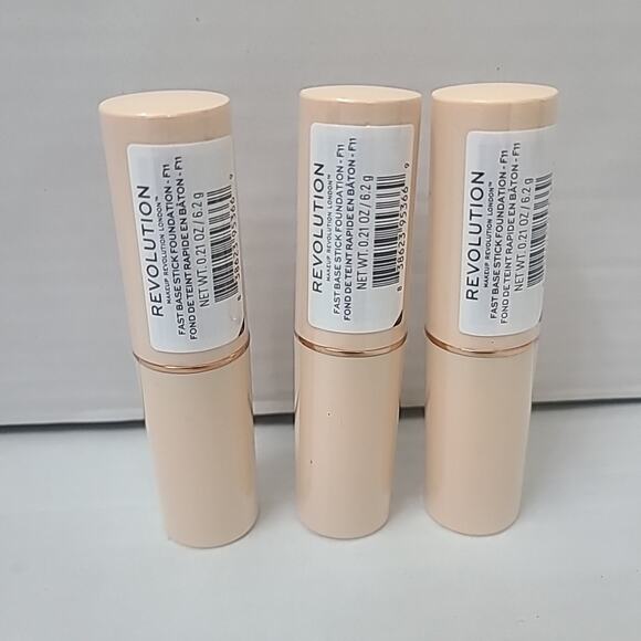 Pack of 3 Makeup Revolution Beauty Fast Base Stick Foundation F11 Sealed - Picture 2 of 4